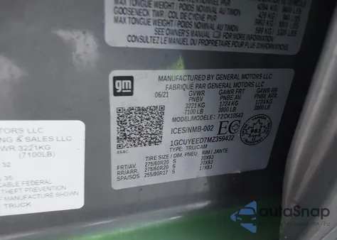 2021 Chevrolet Silverado 1500 Rst из США, поврежденный, VIN 1GCUYEED7MZ359432